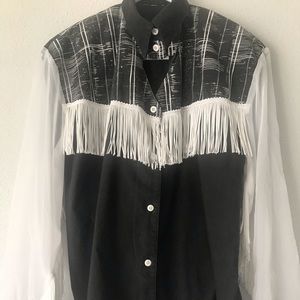 Women’s black white western shirt
